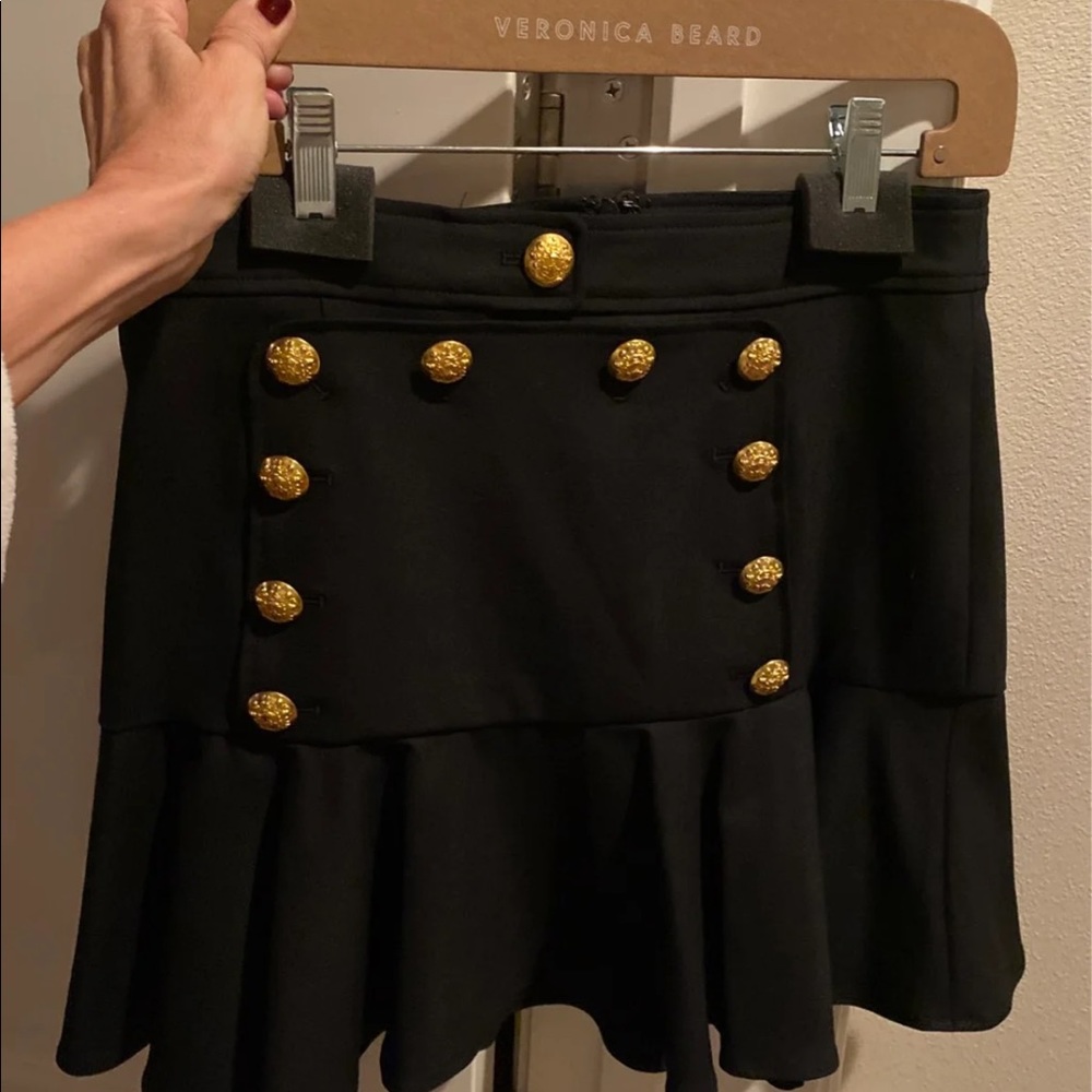 Veronica Beard  Morrison Sailor flounce skirt wool with gold buttons NWT